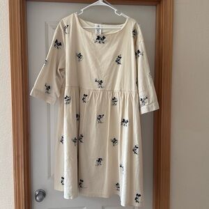 Disney Mickey + Minnie Dress in Cream